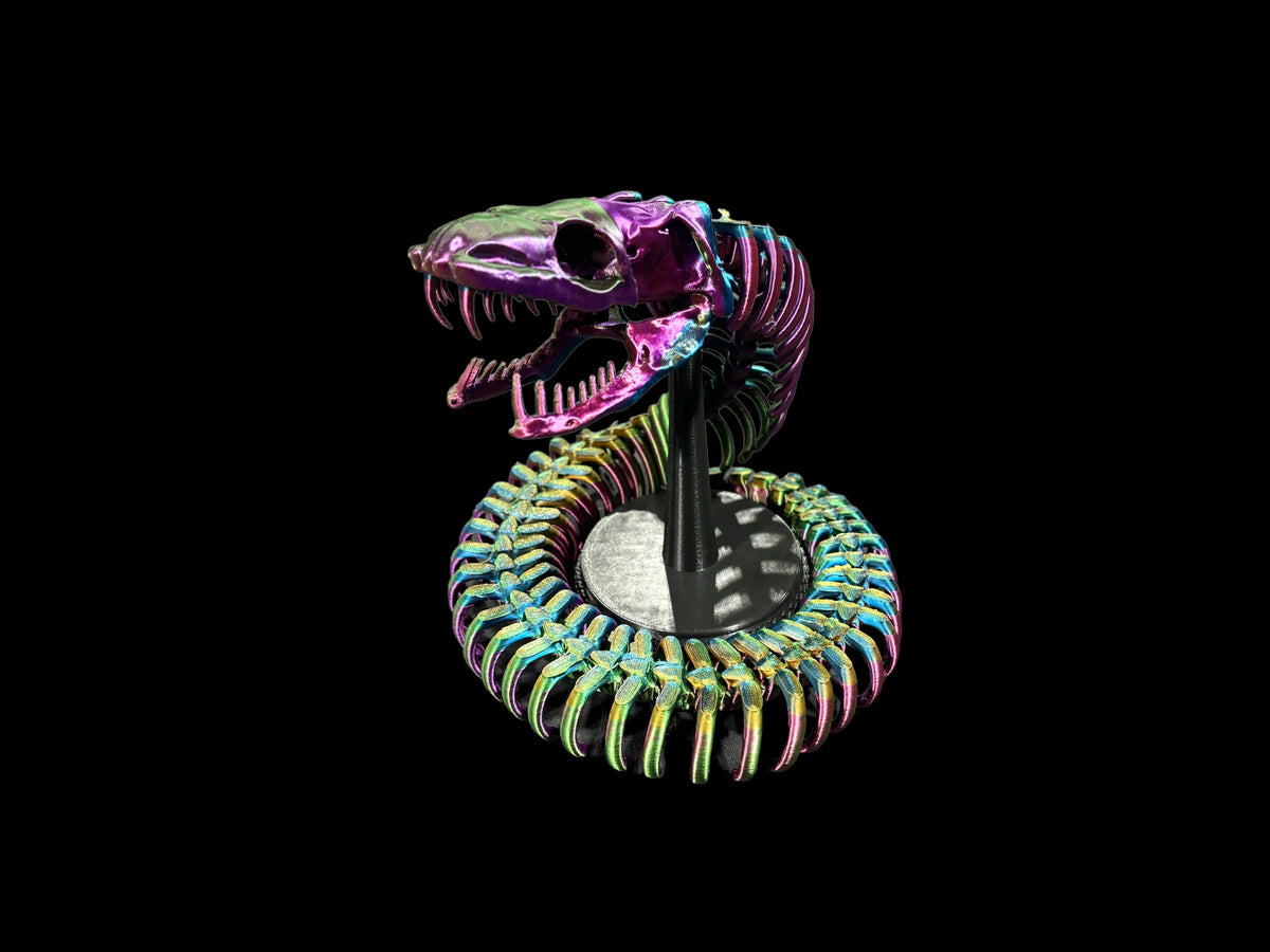A stunning bone snake with an elegant stand, showcasing a