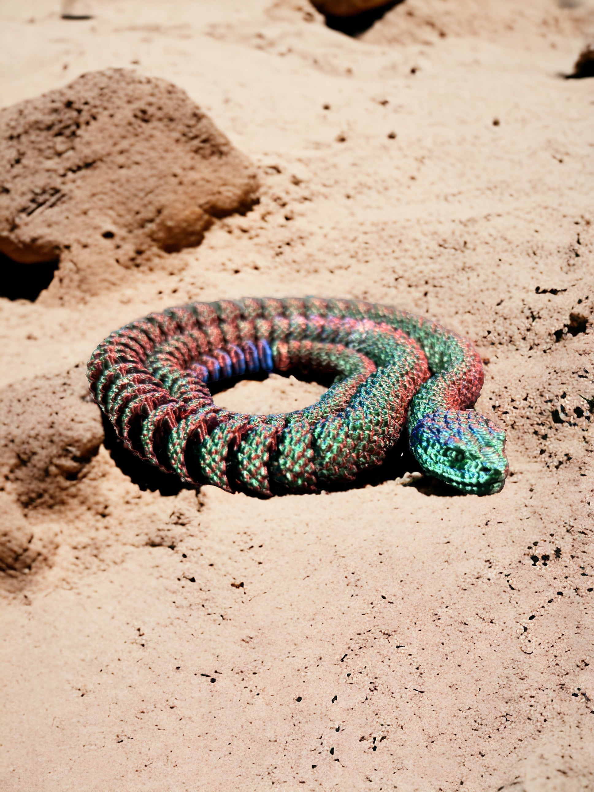 Rattlesnake! Lifelike representation of the Venomous snake with rattle on its tail, it even Rattles!